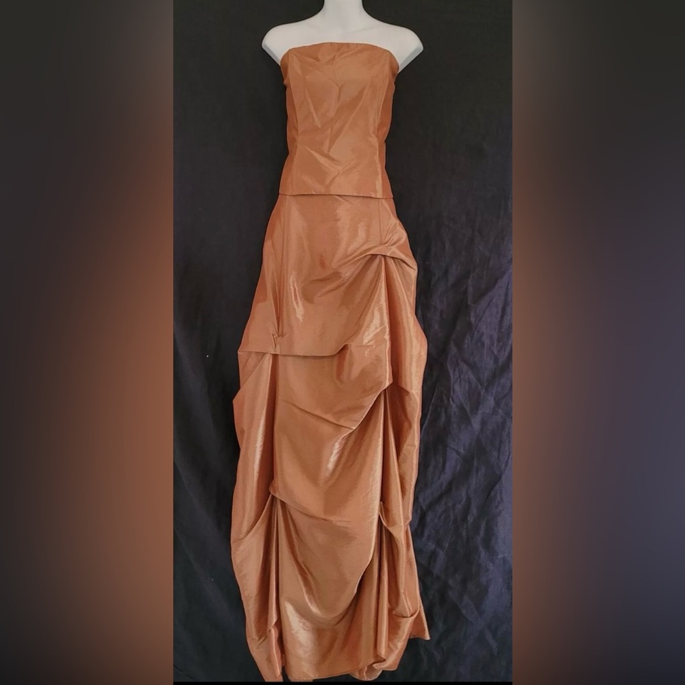 Elegant Strapless Brown Evening Gown
